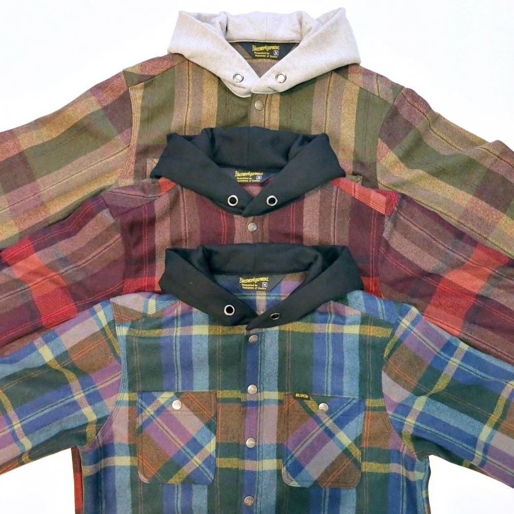 BLUCO ブルコ OL-049-020 HOOD NEL SHIRTS フードネルシャツ シャツ