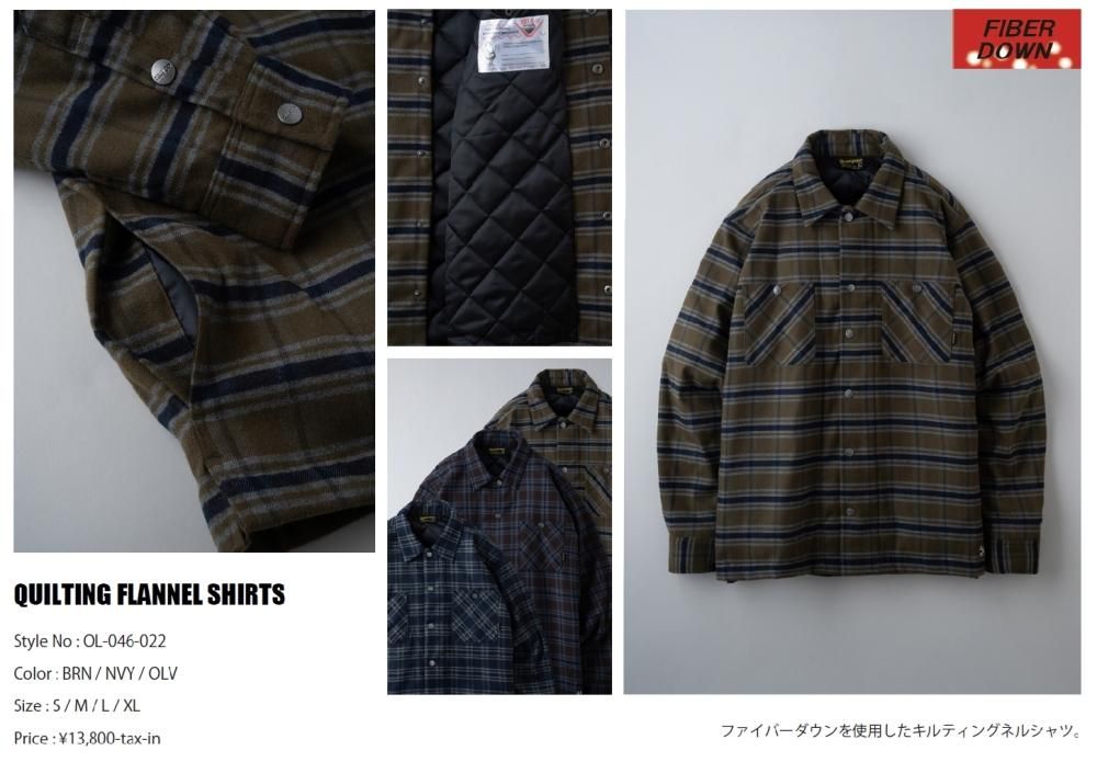 BLUCO ブルコ OL-046-022 QUILTING FLANNEL SHIRTS キルティング