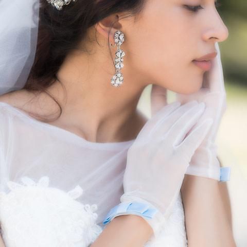 高級感あり！ヘッドドレス付●サムシングブルーグラデーション  ウェディングブーケ 高級感あり！ヘッドドレス付○サムシングブルーグラデーション