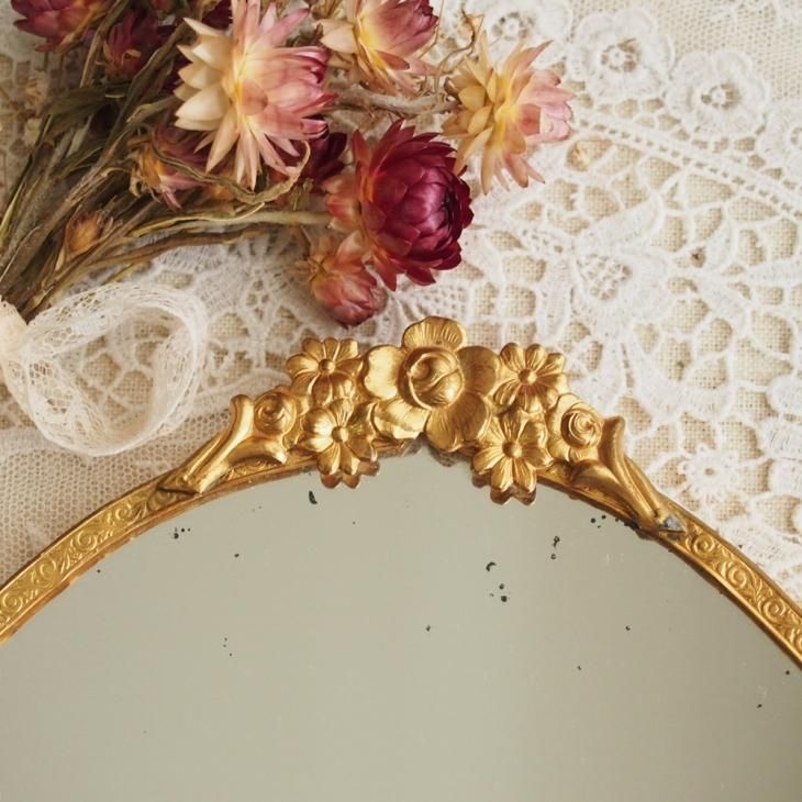 50s〜薔薇 バラ柄ヴィンテージ バニティートレー ミラー アンティーク 50s〜薔薇 バラ柄ヴィンテージ バニティートレー ミラー アンティーク