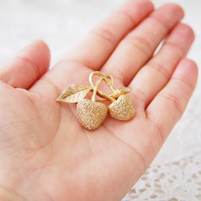 Unsigned Beauty ゴールドトーン チェリー さくらんぼ フルーツ