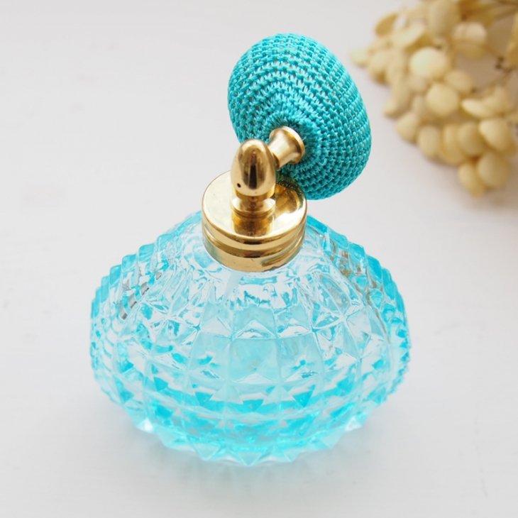 JAPAN ブルーガラス ポンプつき アトマイザー パフュームボトル 香水瓶 