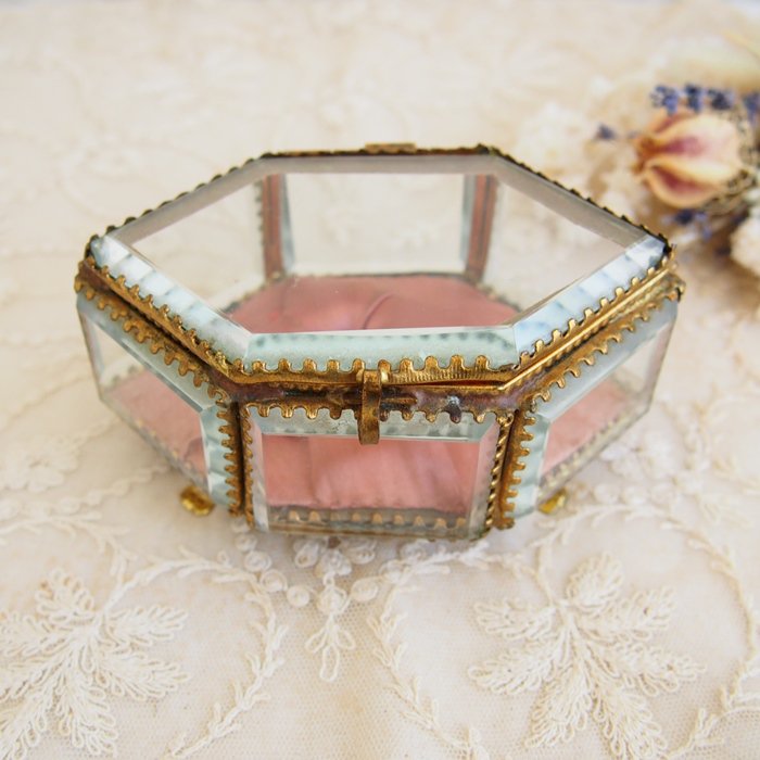 フランス ガラスのジュエリーボックス 宝石箱 / アンティーク