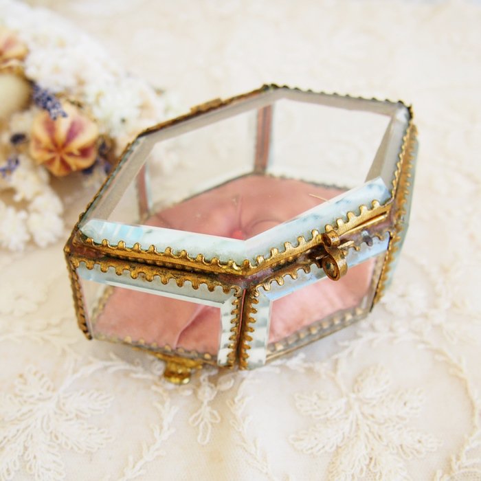 フランス ガラスのジュエリーボックス 宝石箱 / アンティーク