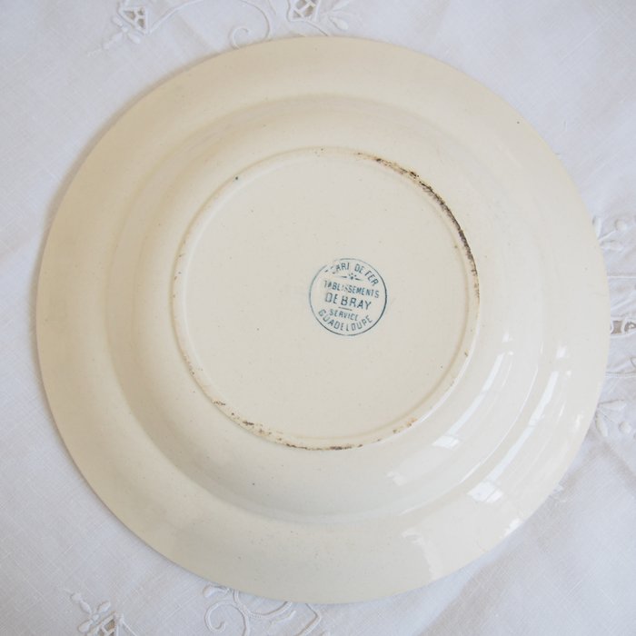 フランス Etablissements Debray 野バラ模様の深皿 スーププレート A 