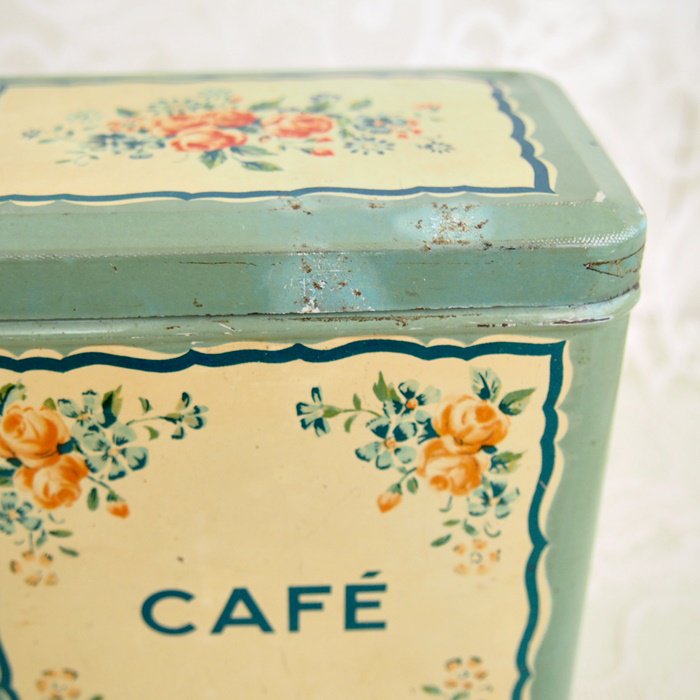 フランス ショコラムニエ フラワー ティン缶 CAFE / アンティーク 