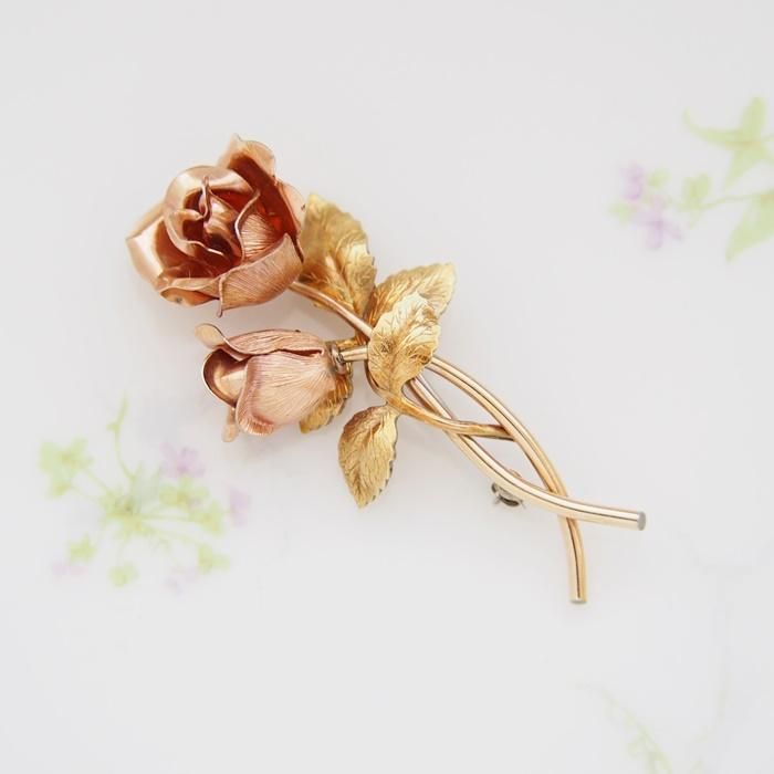 Krementz クレメンツ ゴールドトーン ピンクローズ 薔薇の