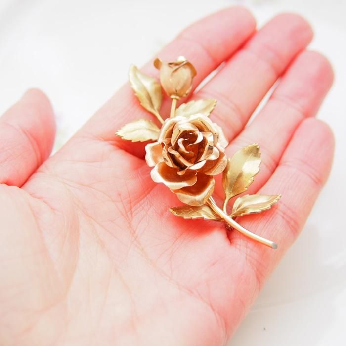 Krementz クレメンツ ゴールドトーン ピンクローズ 薔薇の