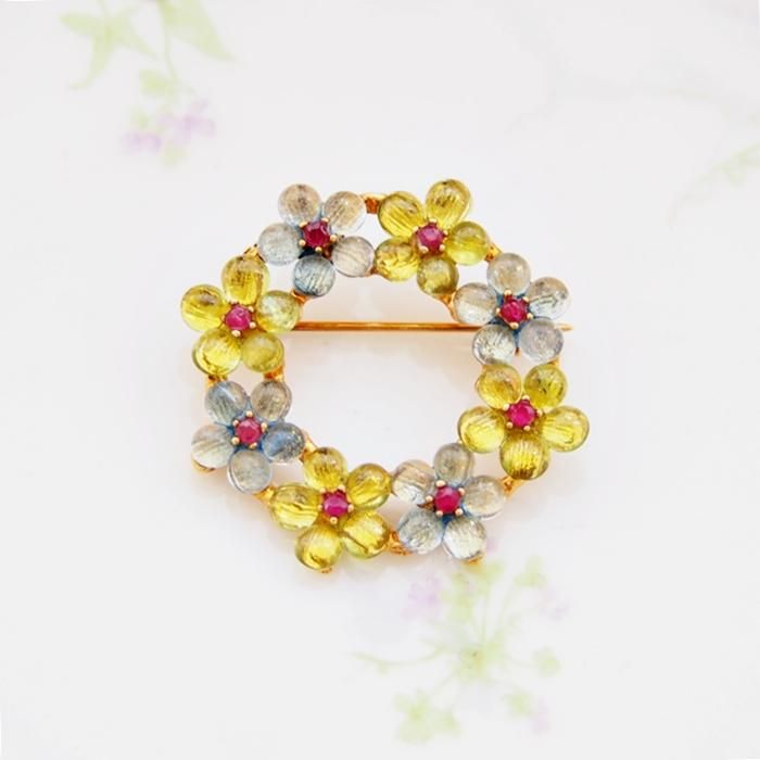 Swoboda スワボダ ゴールドトーン 天然石 アクアマリン ペリドット