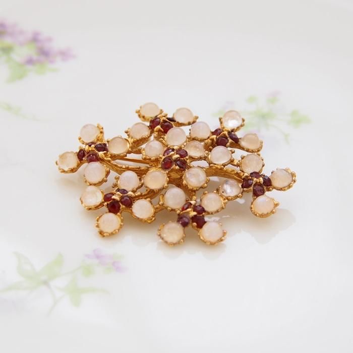 スワボダ　フラワーバスケット　ブローチ 天然石 Swoboda スワボダ-天然石-ビタミン・フラワーブーケ・ヴィンテージ