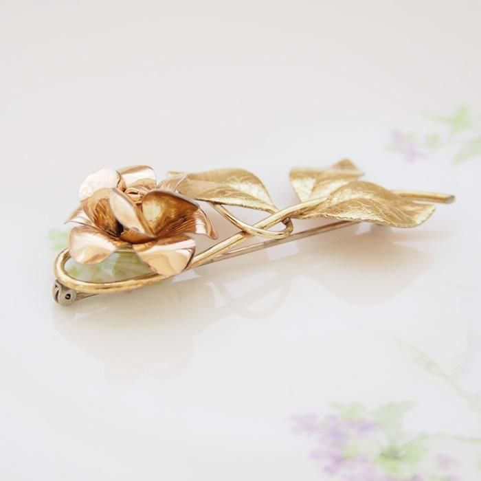 Krementz クレメンツ ゴールドトーン ピンクローズ 一輪の薔薇の Krementz クレメンツ ゴールドトーン ピンクローズ 一輪の薔薇の