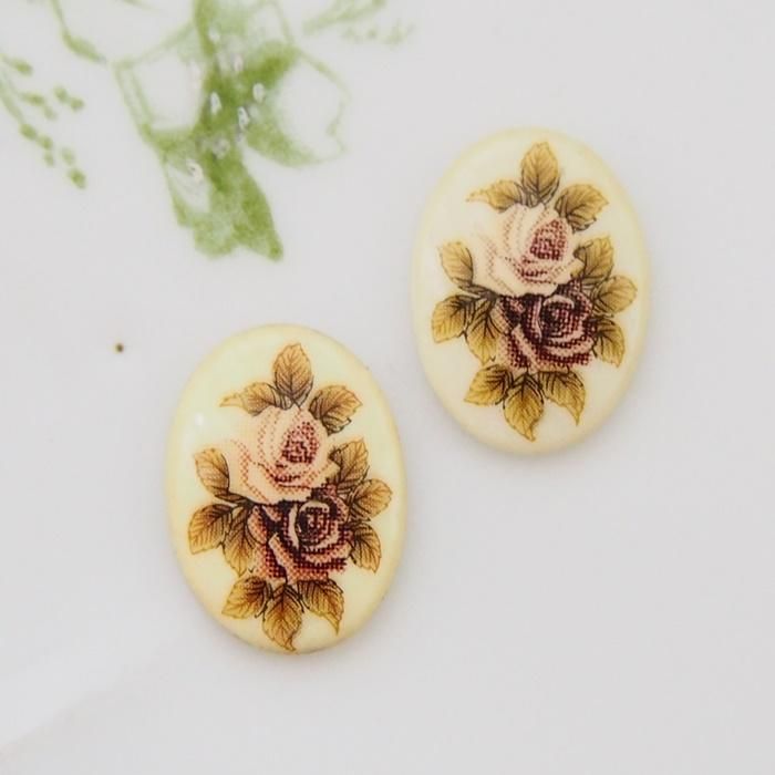 ヴィンテージ ジャパン ローズ 薔薇 ガラス カメオカボション ヴィンテージ ジャパン ローズ 薔薇 ガラス カメオカボション