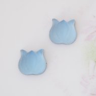 ヴィンテージ ドイツ ブルーフロストガラス カボション チューリップ 10x9mm  【1個】