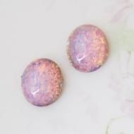 ヴィンテージ ドイツ ピンクファイヤーオパールガラス カボション オーバル 12x10mm  【1個】