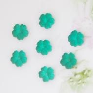 ヴィンテージ ドイツ グリーンフラワー フロストガラス カボション 5.5mm  【1個】