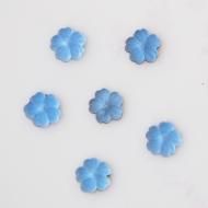 ヴィンテージ ドイツ ライトブルーフラワー フロストガラス カボション 5.5mm  【1個】