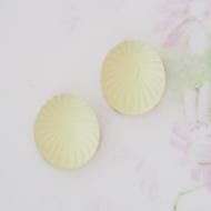 ヴィンテージ ドイツ イエロー フロストガラス カボション オーバル 12x10mm  【1個】