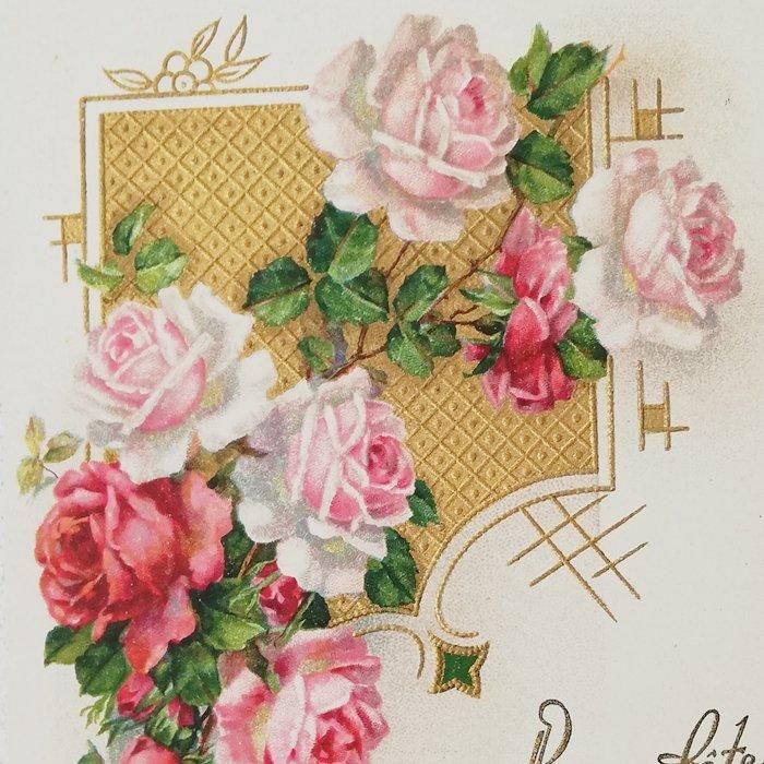 希少 ジアン窯 1900年前後 フランス アンティーク 薔薇 平皿