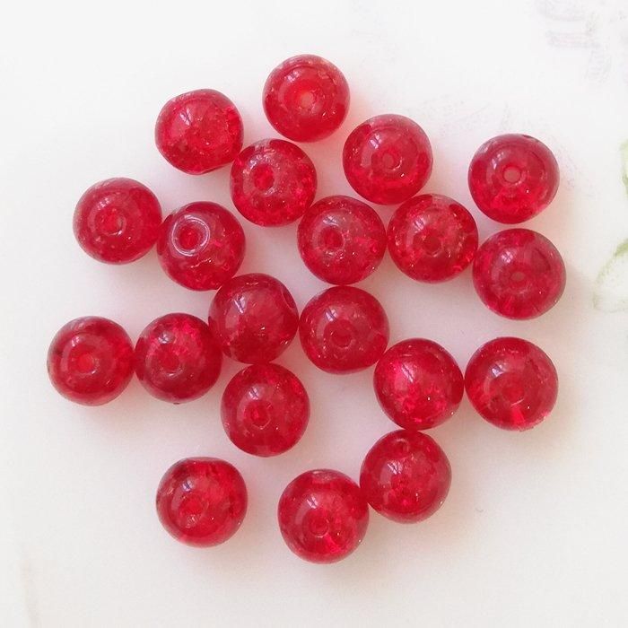 ヴィンテージ フランス レッド クラック ガラス ビーズ 6mm 【1個