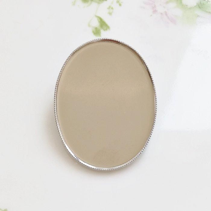 シルバートーン オーバル ブローチ・ペンダント セッティング 空枠