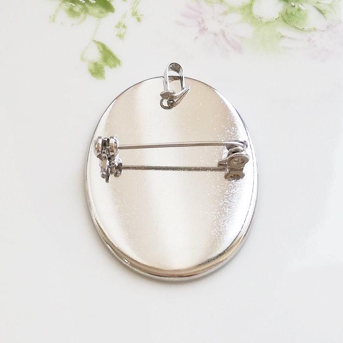 シルバートーン オーバル ブローチ・ペンダント セッティング 空枠