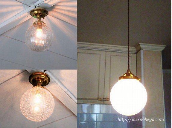 灯具付きガラスランプシェードのインテリア照明器具セット（フレンチ 