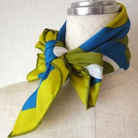Vera Neumann Vintage Scarf<BR> -Mod Olive Daisy1960s 4
