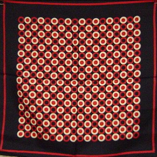 Ashear Vintage Silk Scarf<BR> Red,Brack.White 1970s 2