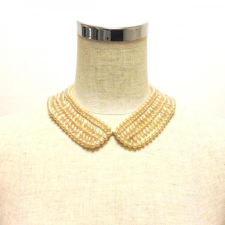 Vintage Collar Necklace<BR> Faux Pearls  1940s 4