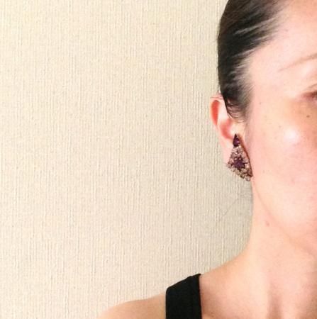 Vintage Earrings<BR>Rhinestones Lavender,Purple 1950s-60s 4