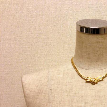 GIVENCHY Vintage Necklace Ribbon Rhinestone 1980s 3