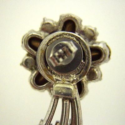 Vintage Pierced Earrings<BR> Rhinestone 3
