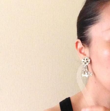 Vintage Pierced Earrings<BR> Rhinestone 4