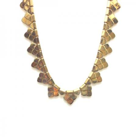 Trifari Vintage<BR> Choker Necklace Golden V<BR> 'Alfred Philippe' 1940s