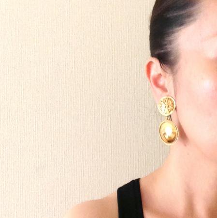 CHANEL Vintage Earrings<br/> Pendant Gold Tone 4