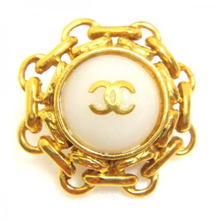 CHANEL Vintage Earrings White Stone with CC Logo 2