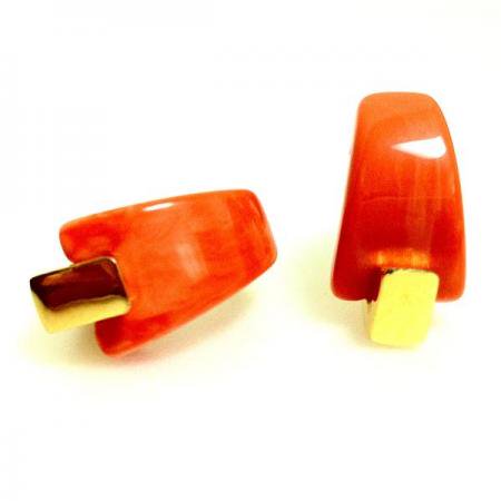 Givenchy Vintage Earrings<BR> Orange and Gold Tone1978