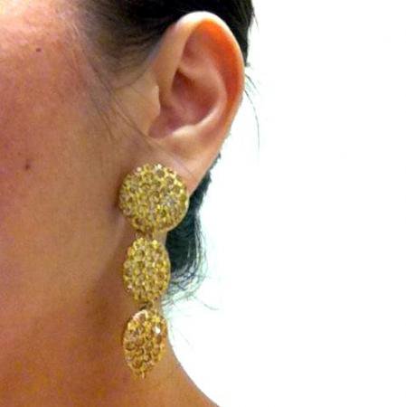 Yves Saint Laurent Vintage Earrings Pendant Yellow Rhinestone 4