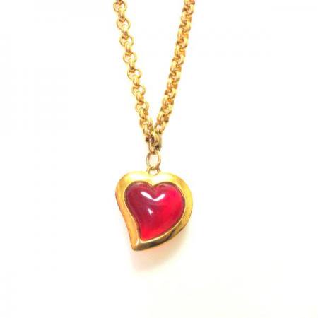 Yves Saint Laurent Vintage Necklace Puffy Red Heart