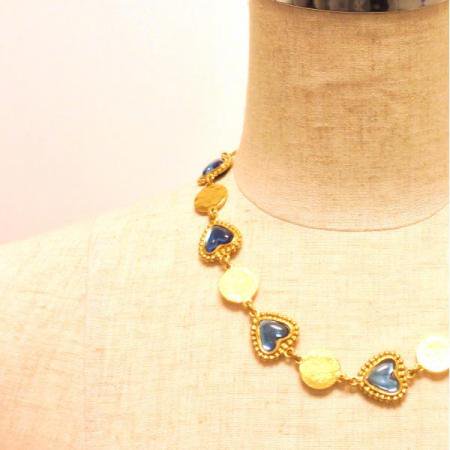 Yves Saint Laurent Vintage Necklace Blue Heart 2