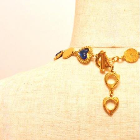  Yves Saint Laurent Vintage Necklace Blue Heart 3