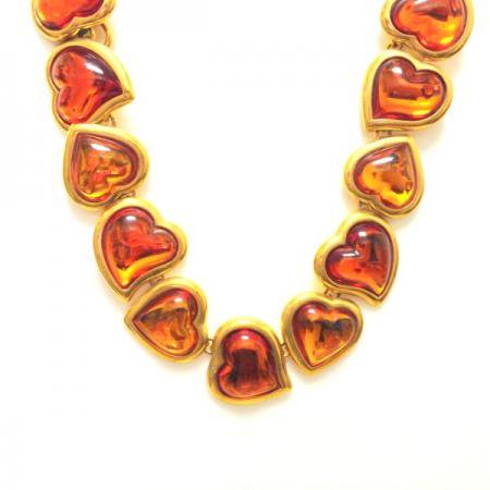 Yves Saint Laurent Vintage Necklace Puffy Amber Heart