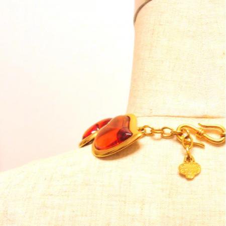 Yves Saint Laurent Vintage Necklace Puffy Amber Heart 4