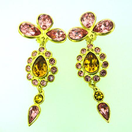 Yves Saint Laurent Vintage Earrings Flower Rhinestone