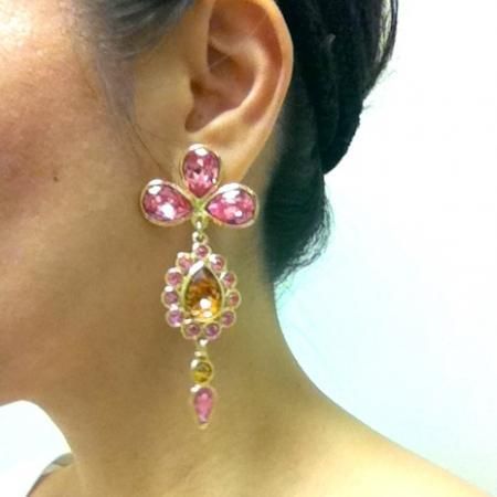 Yves Saint Laurent Vintage Earrings Flower Rhinestone 4