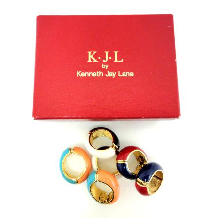 kenneth Jay Lane Vintage Earrings Three Pairs of Reversible Enamel