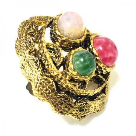 Christian Dior Vintage Earrings<BR> Glass and Faux Opal Glass 1970 2