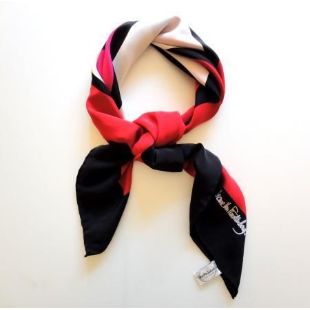 Diane Von Furstenberg Vintage Scarf<br/>Heart Design in Black, Red and Pink 4