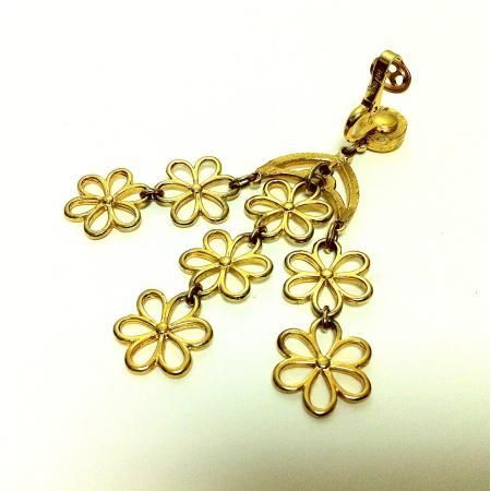  Trifari Vintage Pendant Earrings<BR>Multiple Flowers<BR>'Alfred Philippe' 1960's 2