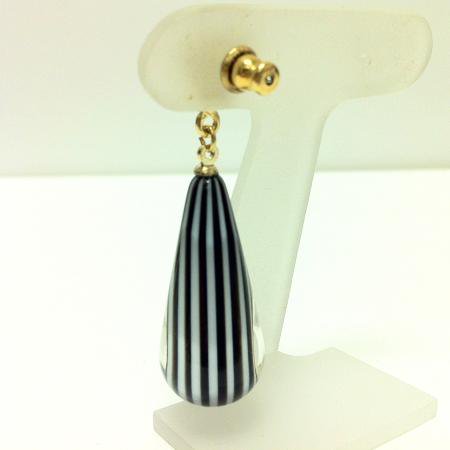 Trifari Vintage Pierced Earrings Peppermint Stripe Murano Glass 3